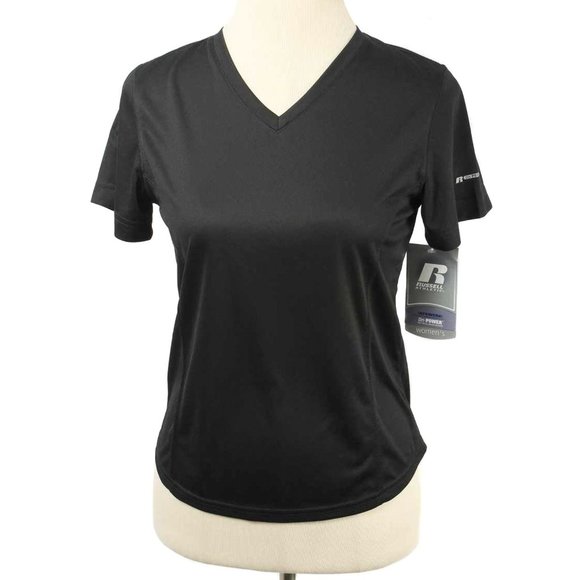 Russell Athletic Tops - RUSSELL Black Dri-Power Mesh Athletic V-Neck Top